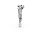 White gold Fancy Green Pear  Solitaire Pave Split Shank Ring with Four-Prong Setting_175