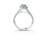 White gold Fancy Green Pear  Solitaire Pave Split Shank Ring with Four-Prong Setting_176