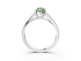 White gold Fancy Green Pear  Solitaire Split Shank Pavé Diamond Engagement Ring_387