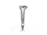 White gold Fancy Green Pear  Solitaire Split Shank Pavé Diamond Engagement Ring_390