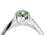 White gold Fancy Green Pear  Solitaire Split Shank Pavé Diamond Engagement Ring_393