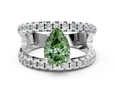 White gold Fancy Green Pear  Solitaire Split Shank Pave Diamond Ring_49