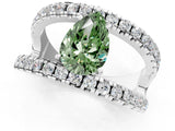 White gold Fancy Green Pear  Solitaire Split Shank Pave Diamond Ring_50