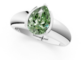White gold Fancy Green Pear  Solitaire Tension Set Diamond Ring with Wide Band_38