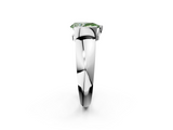White gold Fancy Green Pear  Solitaire Tension Set Diamond Ring with Wide Band_39