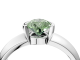 White gold Fancy Green Pear  Solitaire Tension Set Diamond Ring with Wide Band_41