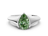 White gold Fancy Green Pear  Solitaire Tension Set Diamond Ring_20