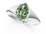 White gold Fancy Green Pear  Solitaire Tension Set Diamond Ring_21