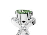 White gold Fancy Green Pear  Solitaire Twist Band Pavé Diamond Engagement Ring_55