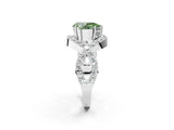 White gold Fancy Green Pear  Solitaire Twist Band Pavé Diamond Engagement Ring_58