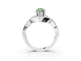 White gold Fancy Green Pear  Solitaire Twist Band Pavé Diamond Engagement Ring_59
