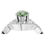 White gold Fancy Green Pear  Solitaire Twist Band Pavé Diamond Engagement Ring_60
