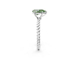 White gold Fancy Green Pear  Solitaire Twist Band Ring with Four-Prong Setting_142