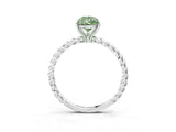 White gold Fancy Green Pear  Solitaire Twist Band Ring with Four-Prong Setting_144