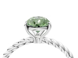 White gold Fancy Green Pear  Solitaire Twist Band Ring with Four-Prong Setting_144