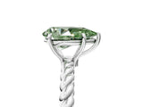 White gold Fancy Green Pear  Solitaire Twist Band Ring with Four-Prong Setting_145