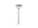 White gold Fancy Green Pear  Solitaire Twist Band Ring with Four-Prong Setting_15