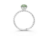 White gold Fancy Green Pear  Solitaire Twist Band Ring with Four-Prong Setting_16