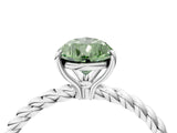 White gold Fancy Green Pear  Solitaire Twist Band Ring with Four-Prong Setting_17