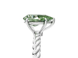 White gold Fancy Green Pear  Solitaire Twist Band Ring with Four-Prong Setting_18