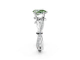 White gold Fancy Green Pear  Solitaire Twist Band with Pavé Accents and Four-Prong Setting_22