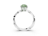 White gold Fancy Green Pear  Solitaire Twist Band with Pavé Accents and Four-Prong Setting_23