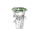 White gold Fancy Green Pear  Solitaire Twist Band with Pavé Accents and Four-Prong Setting_25