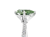 White gold Fancy Green Pear  Solitaire Twist Band with Pavé Diamonds and Four-Prong Setting_66