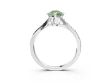 White gold Fancy Green Pear  Solitaire Twist Band with Pavé Diamonds and Four-Prong Setting_68
