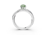 White gold Fancy Green Pear  Solitaire Twist Band with Pavé Setting and Four-Prong Setting_115