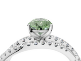 White gold Fancy Green Pear  Solitaire Twist Band with Pavé Setting and Four-Prong Setting_116