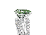 White gold Fancy Green Pear  Solitaire Twist Band with Pavé Setting and Four-Prong Setting_117