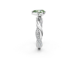 White gold Fancy Green Pear  Solitaire Twist Band with Pave Prong Setting_77