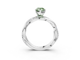 White gold Fancy Green Pear  Solitaire Twist Band with Pave Prong Setting_78