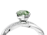 White gold Fancy Green Pear  Solitaire Twist Band with Pave Prong Setting_85