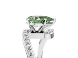 White gold Fancy Green Pear  Solitaire Twist Band with Pave Set Diamonds and Four-Prong Setting_131