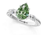 White gold Fancy Green Pear  Solitaire Twisted Band Prong Set Engagement Ring_62