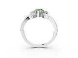 White gold Fancy Green Pear  Solitaire Twisted Band Scroll Prong Ring_6