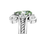 White gold Fancy Green Pear  Solitaire Twisted Band Scroll Prong Ring_8