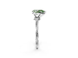 White gold Fancy Green Pear  Solitaire Twisted Band with Bead Prong Setting_392
