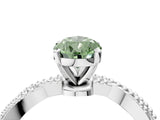 White gold Fancy Green Pear  Solitaire Twisted Band with Bead Prong Setting_395