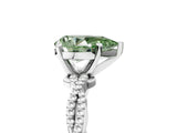 White gold Fancy Green Pear  Solitaire Twisted Band with Bead Prong Setting_401