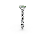White gold Fancy Green Pear  Solitaire Twisted Band with Pavé Accents and Four-Prong Setting_5