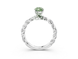 White gold Fancy Green Pear  Solitaire Twisted Band with Pavé Accents and Four-Prong Setting_6