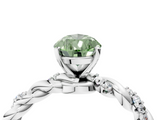 White gold Fancy Green Pear  Solitaire Twisted Band with Pavé Accents and Four-Prong Setting_7