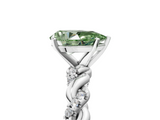 White gold Fancy Green Pear  Solitaire Twisted Band with Pavé Accents and Four-Prong Setting_8