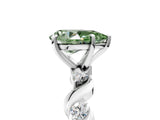 White gold Fancy Green Pear  Solitaire Twisted Band with Prong Setting