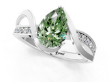 White gold Fancy Green Pear  Solitaire Twisted Band with Prong Setting_4