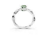 White gold Fancy Green Pear  Solitaire Twisted Pave Diamond Ring with Four-Prong Setting_192