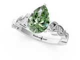 White gold Fancy Green Pear  Solitaire Vine Band with Milgrain Prong Setting_4